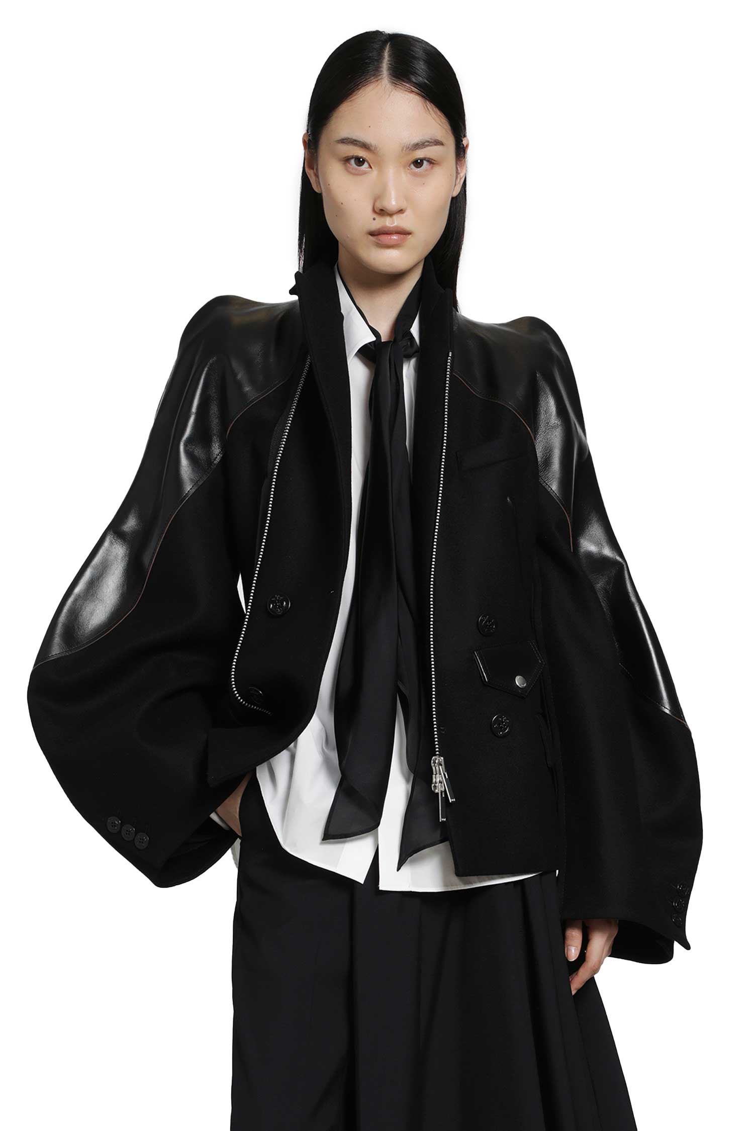 Nylon Twill x Wool Knit Blouson Jacket