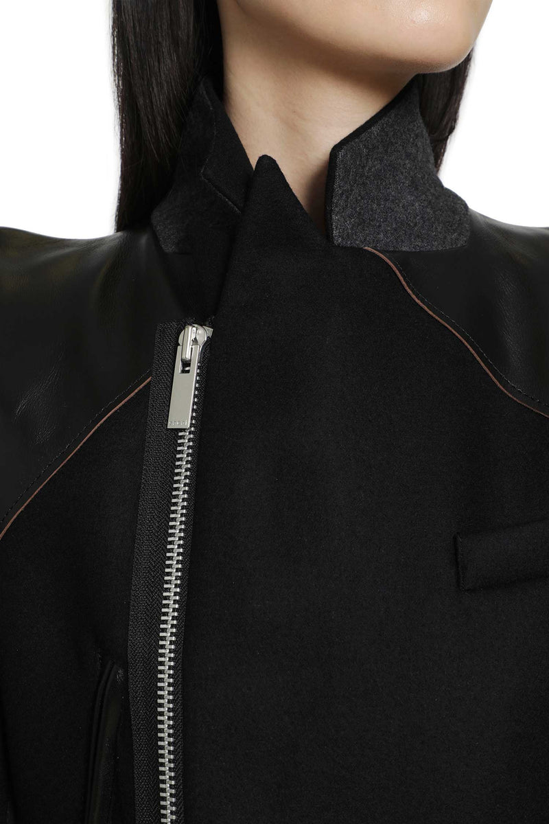 SACAI Nylon Twill x Wool Knit Blouson Jacket woman