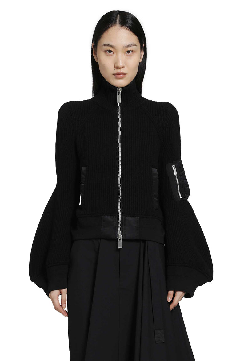 
              SACAI Nylon Twill x Wool Knit Blouson Jacket woman
            