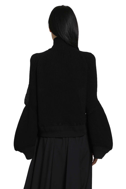 Nylon Twill x Wool Knit Blouson Jacket