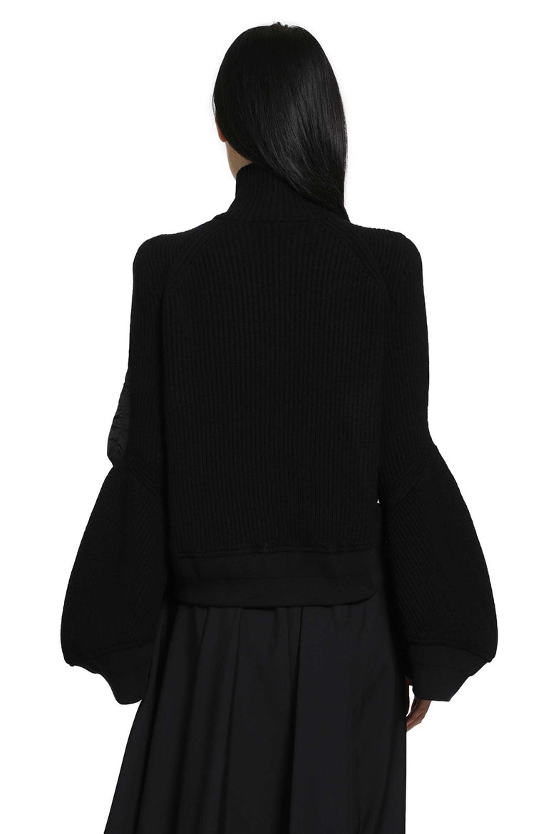 SACAI Nylon Twill x Wool Knit Blouson Jacket woman