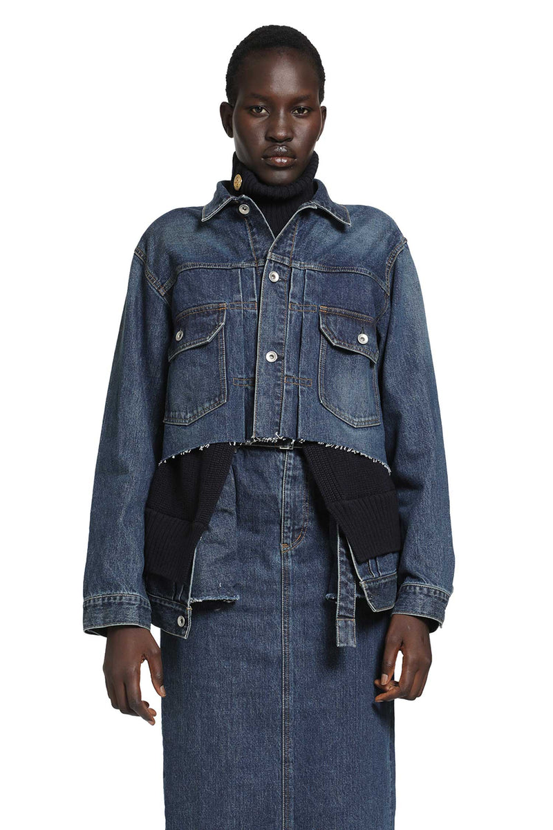 SACAI Denim x Wool Knit Jacket woman