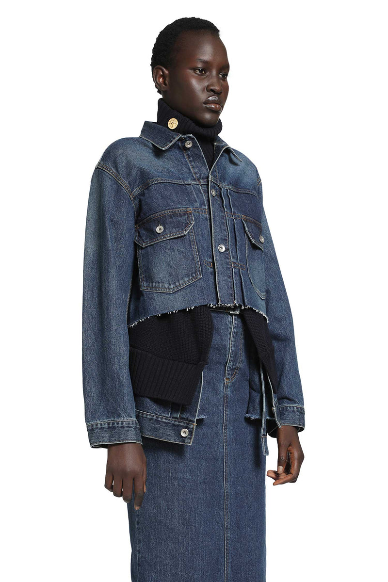 SACAI Denim x Wool Knit Jacket woman