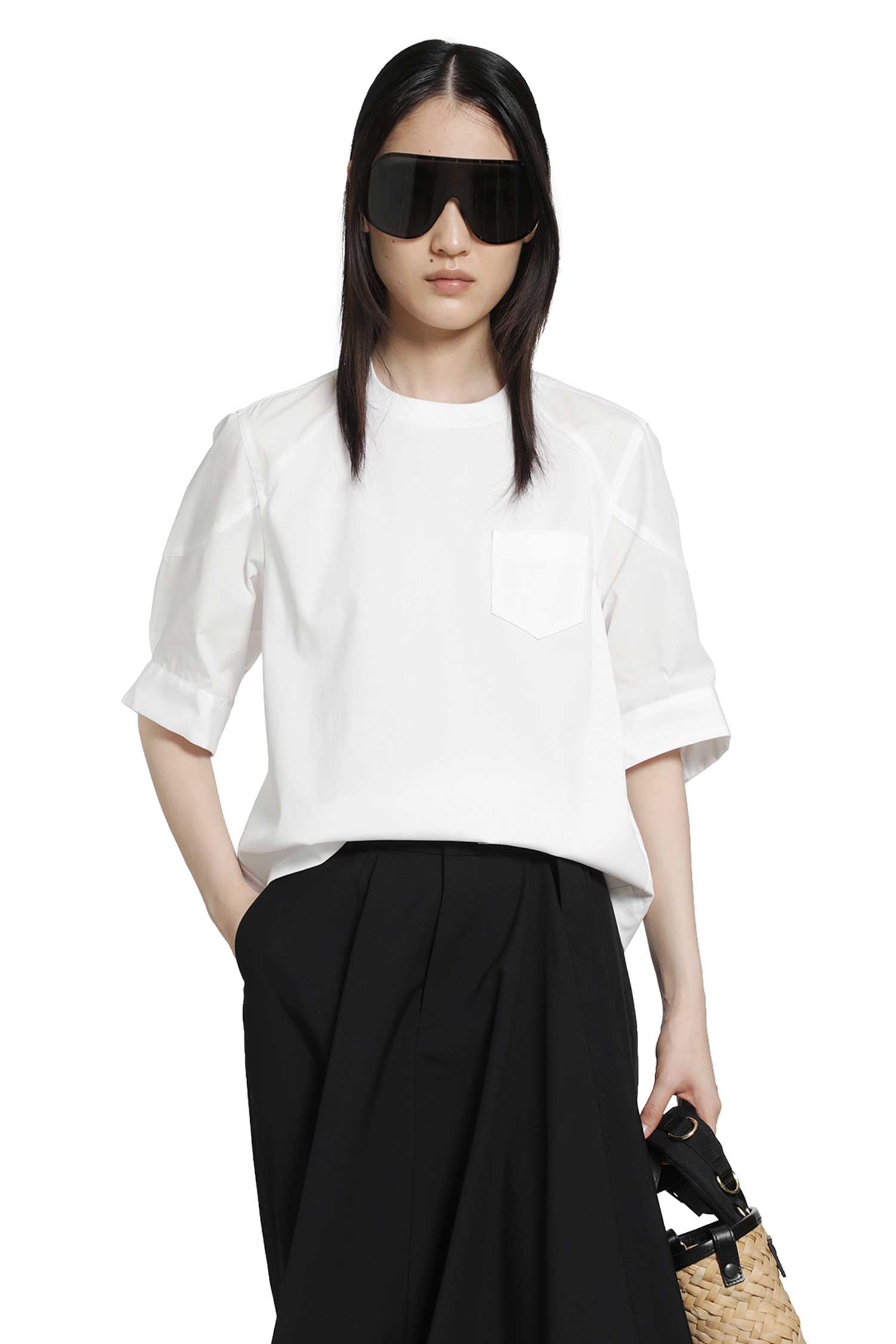 Poplin x Cotton Jersey T-Shirt
