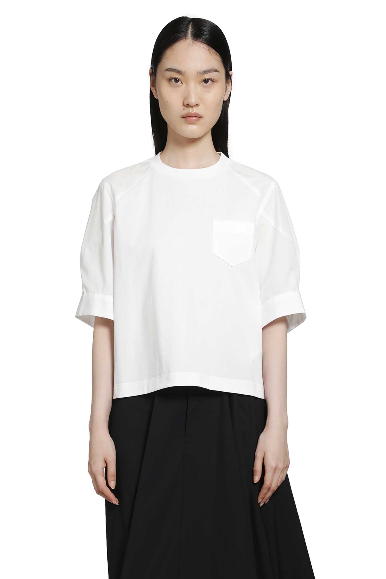 SACAI Poplin x Cotton Jersey T-Shirt woman