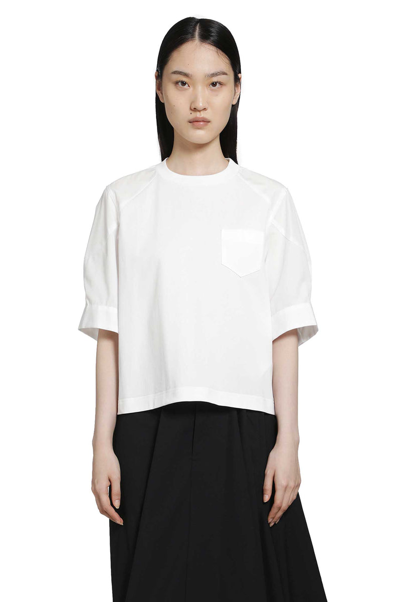 SACAI Poplin x Cotton Jersey T-Shirt woman