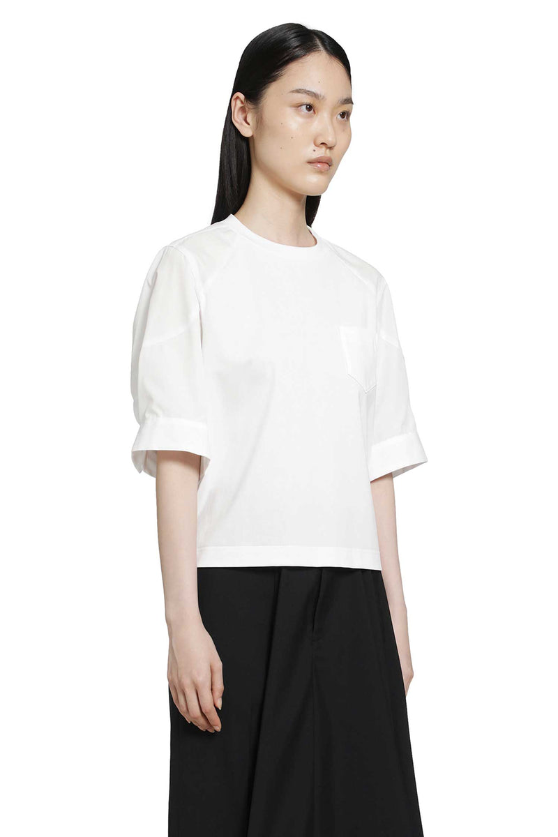 SACAI Poplin x Cotton Jersey T-Shirt woman
