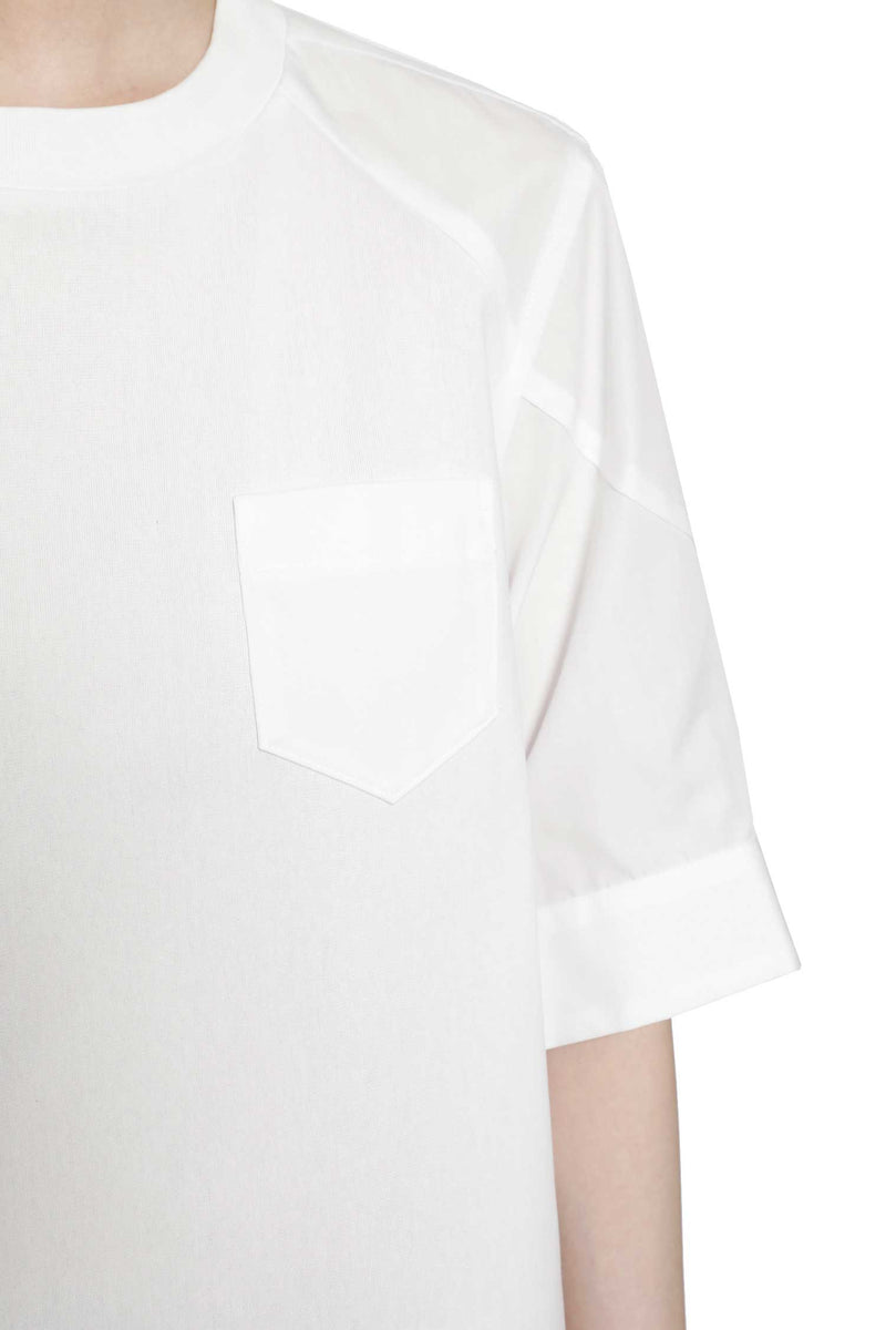 SACAI Poplin x Cotton Jersey T-Shirt woman