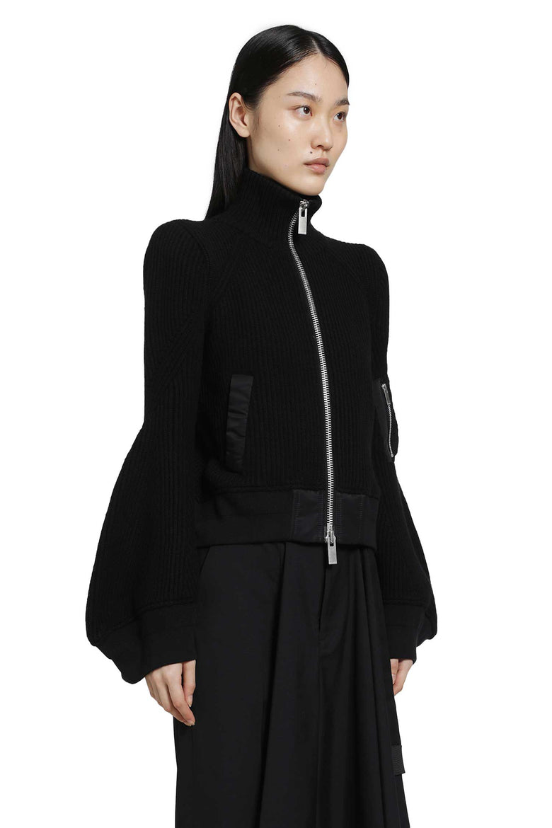 
              SACAI Leather x Wool Melton Jacket woman
            