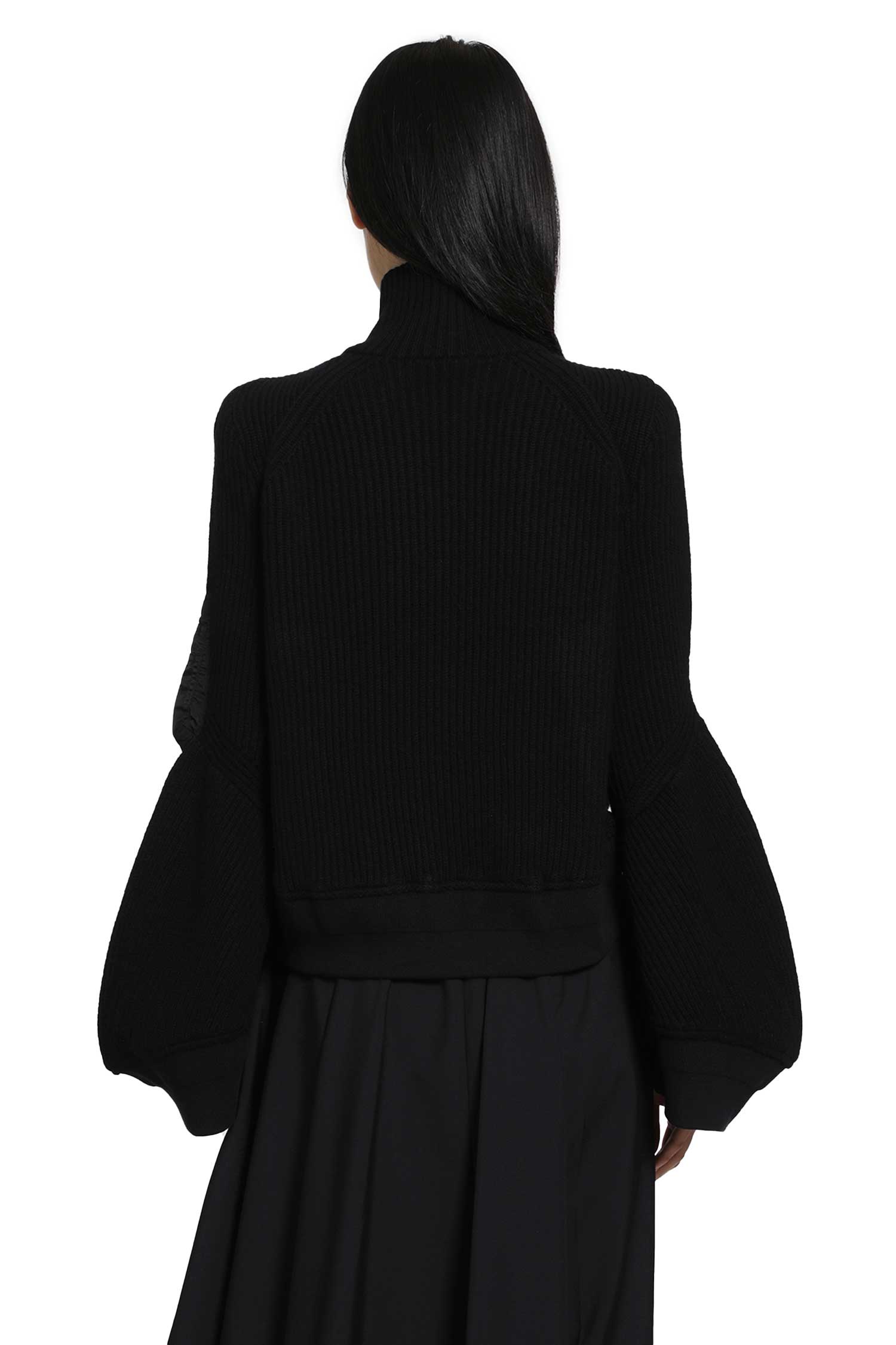 SACAI Leather x Wool Melton Jacket woman