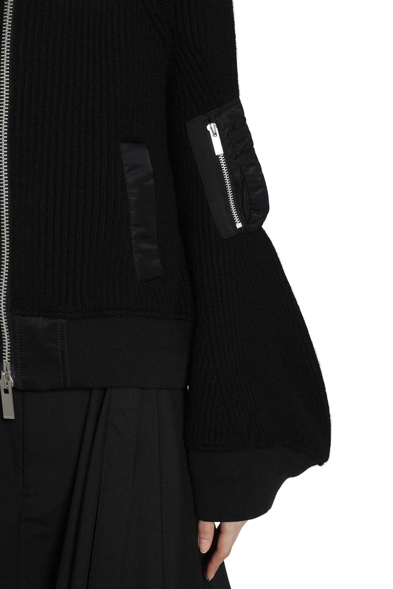 SACAI Leather x Wool Melton Jacket woman