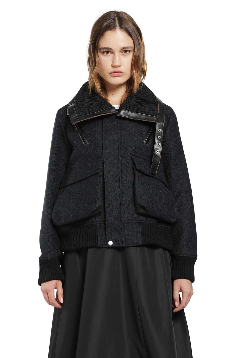 SACAI Double-Faced Herringbone Puffer Blouson woman