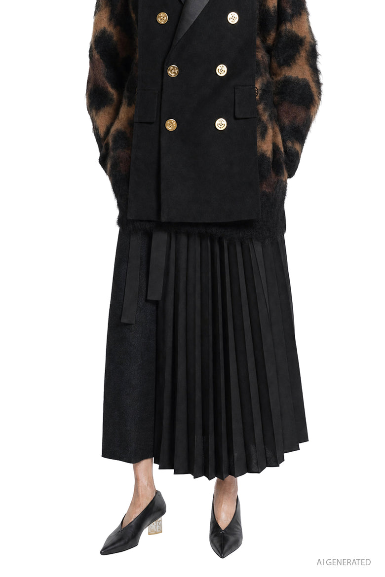 SACAI Double-Faced Herringbone x Suiting Skirt woman