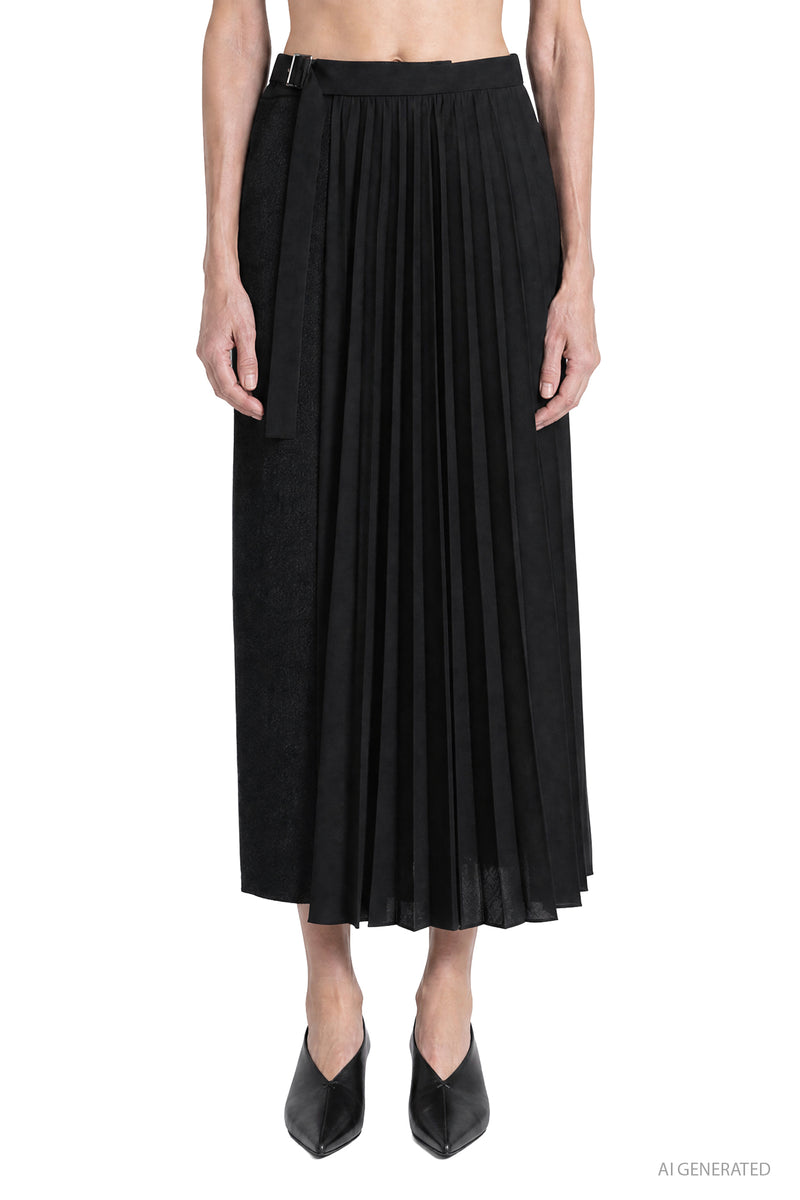 SACAI Double-Faced Herringbone x Suiting Skirt woman