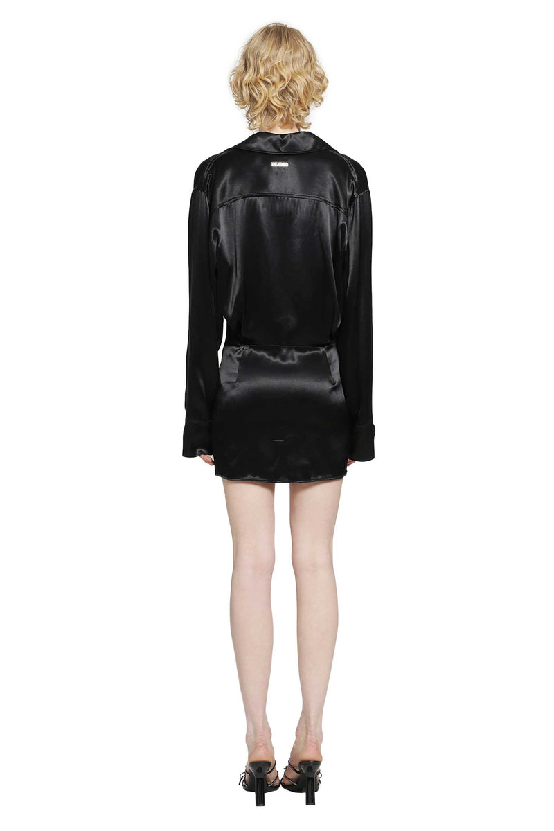 satin shirt mini dress Sally Satin Shirt Mini Dress - Emerald
