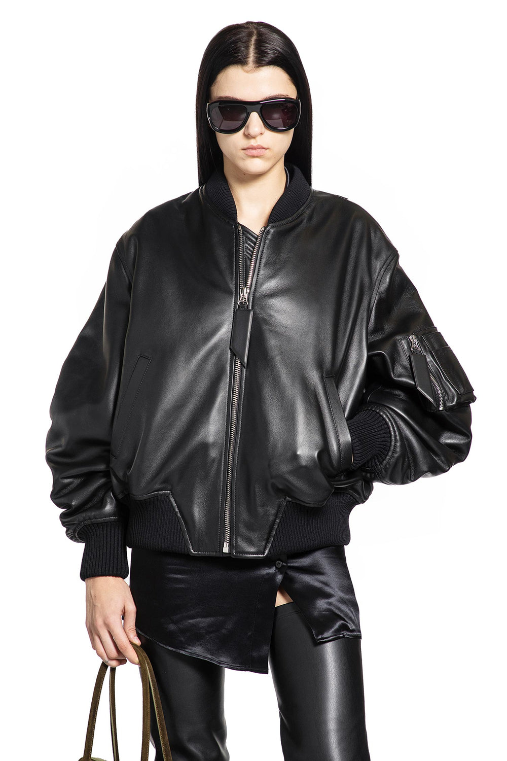 THE ATTICO Leather Bomber Jacket woman