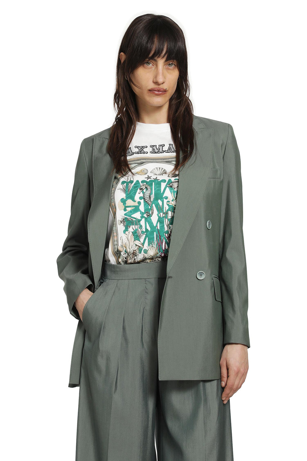 MAX MARA Double-breasted Wool and Silk Blazer woman