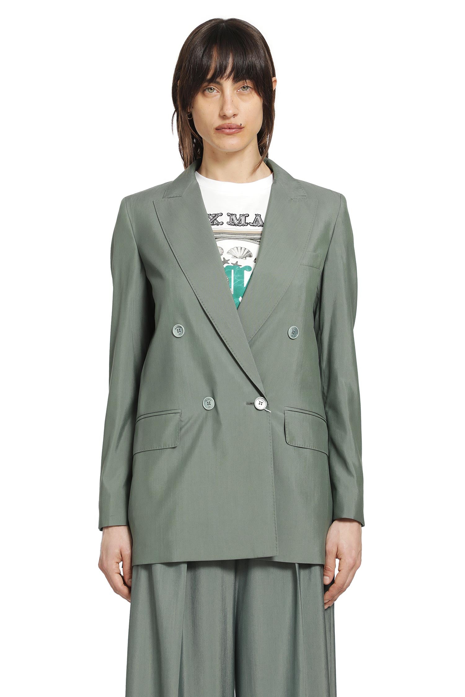 MAX MARA Double-breasted Wool and Silk Blazer woman