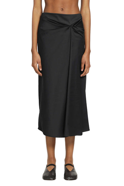 Cotton Satin Midi Skirt