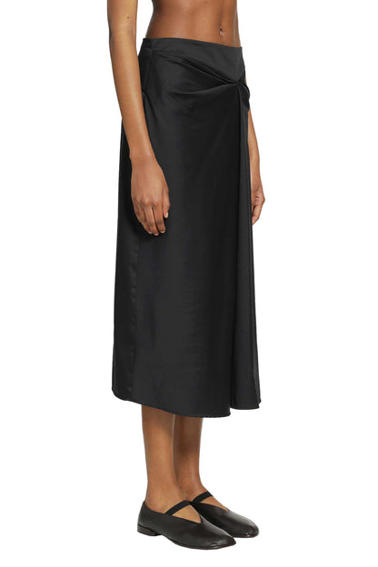 Cotton Satin Midi Skirt