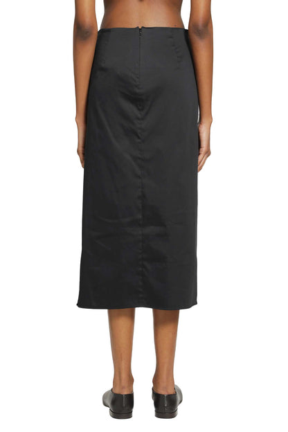 Cotton Satin Midi Skirt