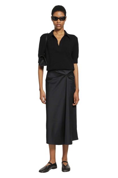 Cotton Satin Midi Skirt