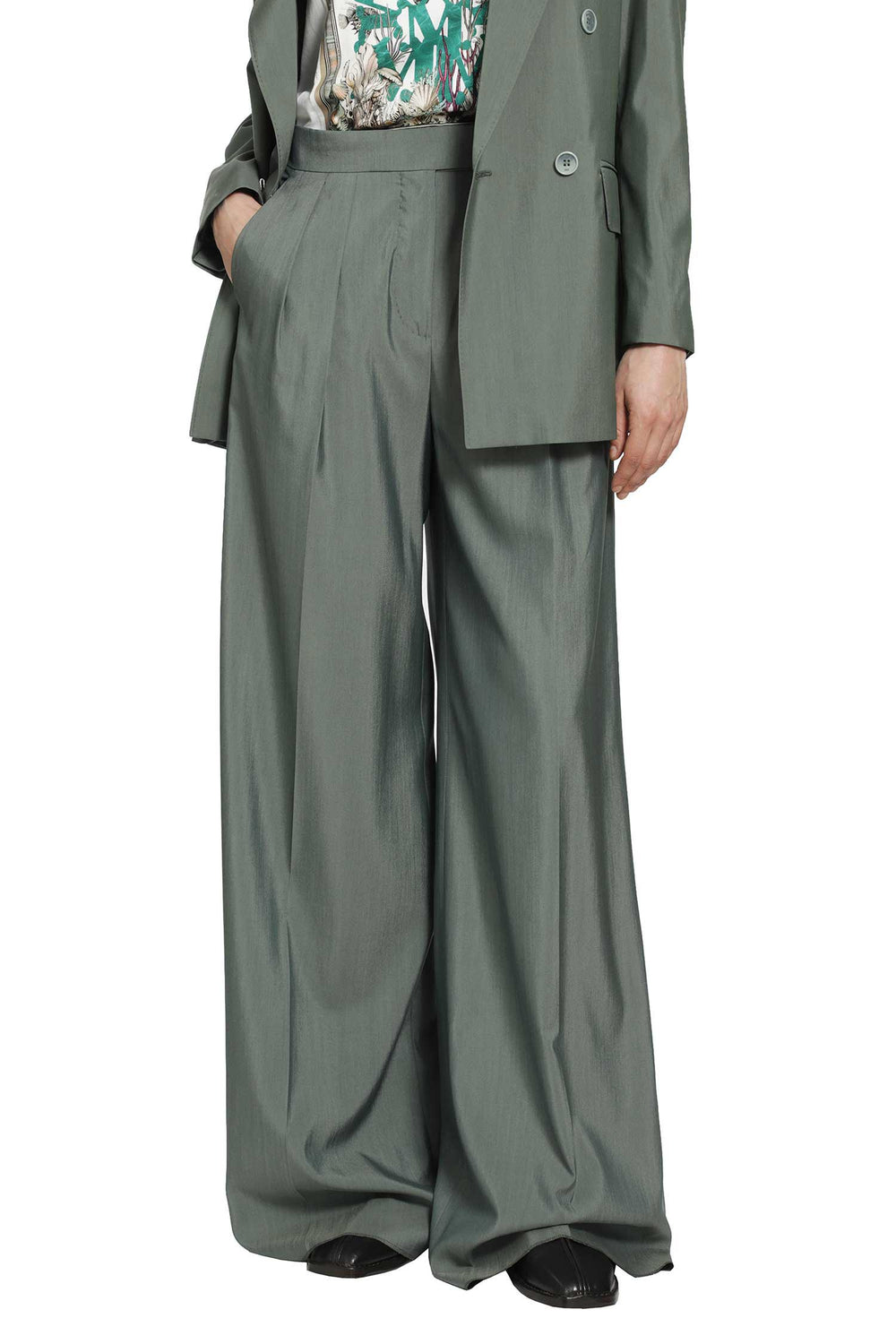 MAX MARA Wide Leg Wool and Silk Trousers woman