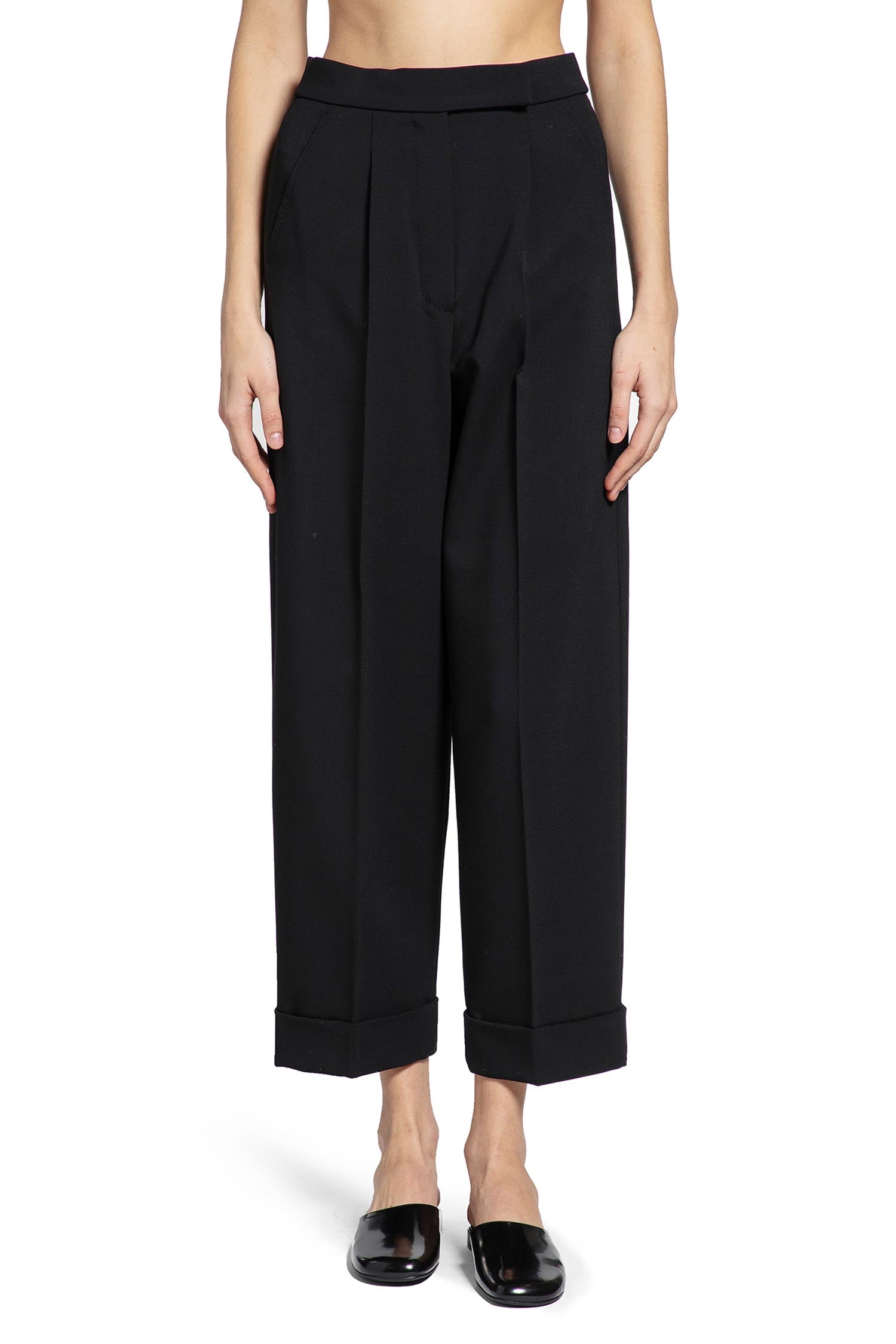 Cropped Wool Tailored Trousers