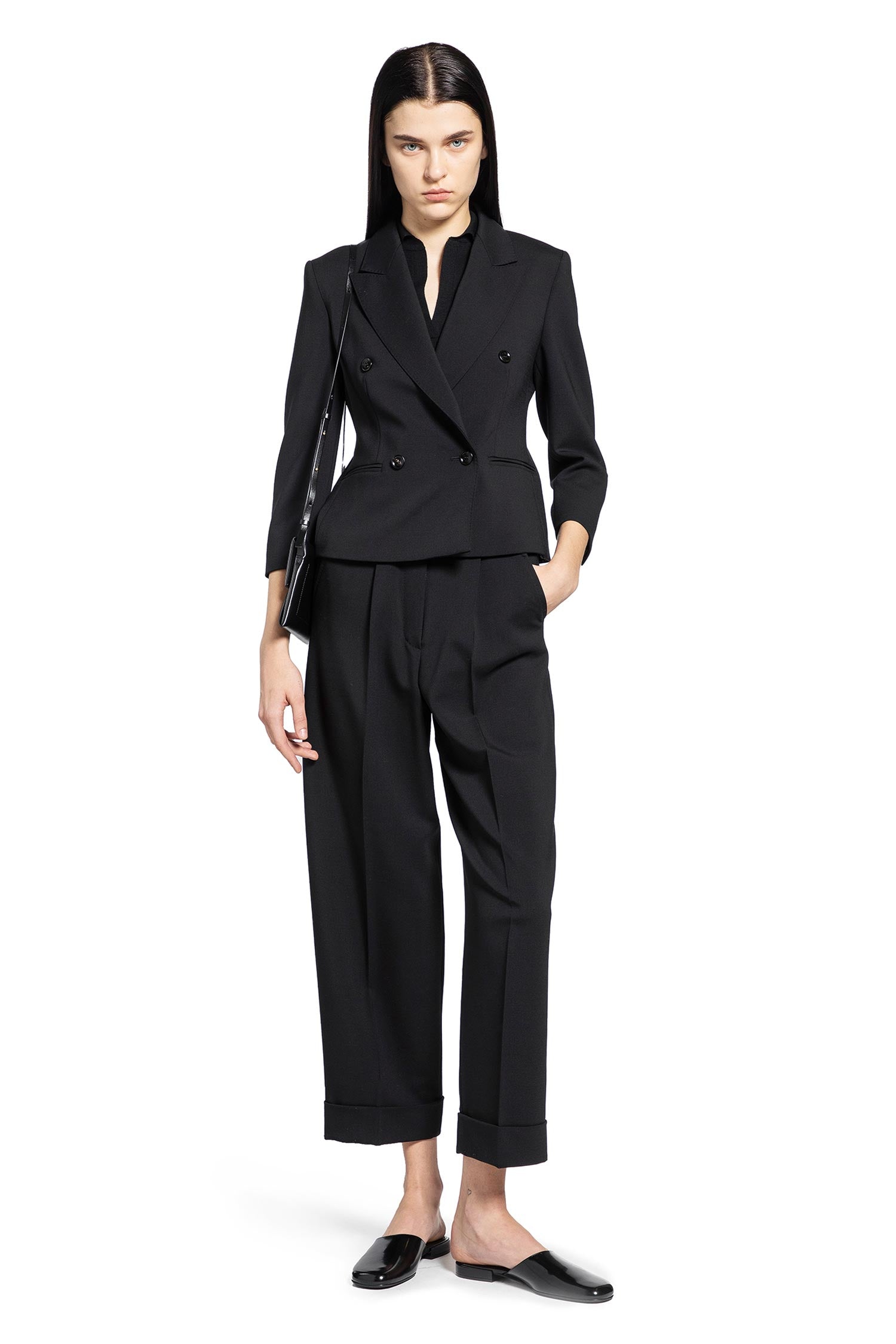Cropped Wool Tailored Trousers