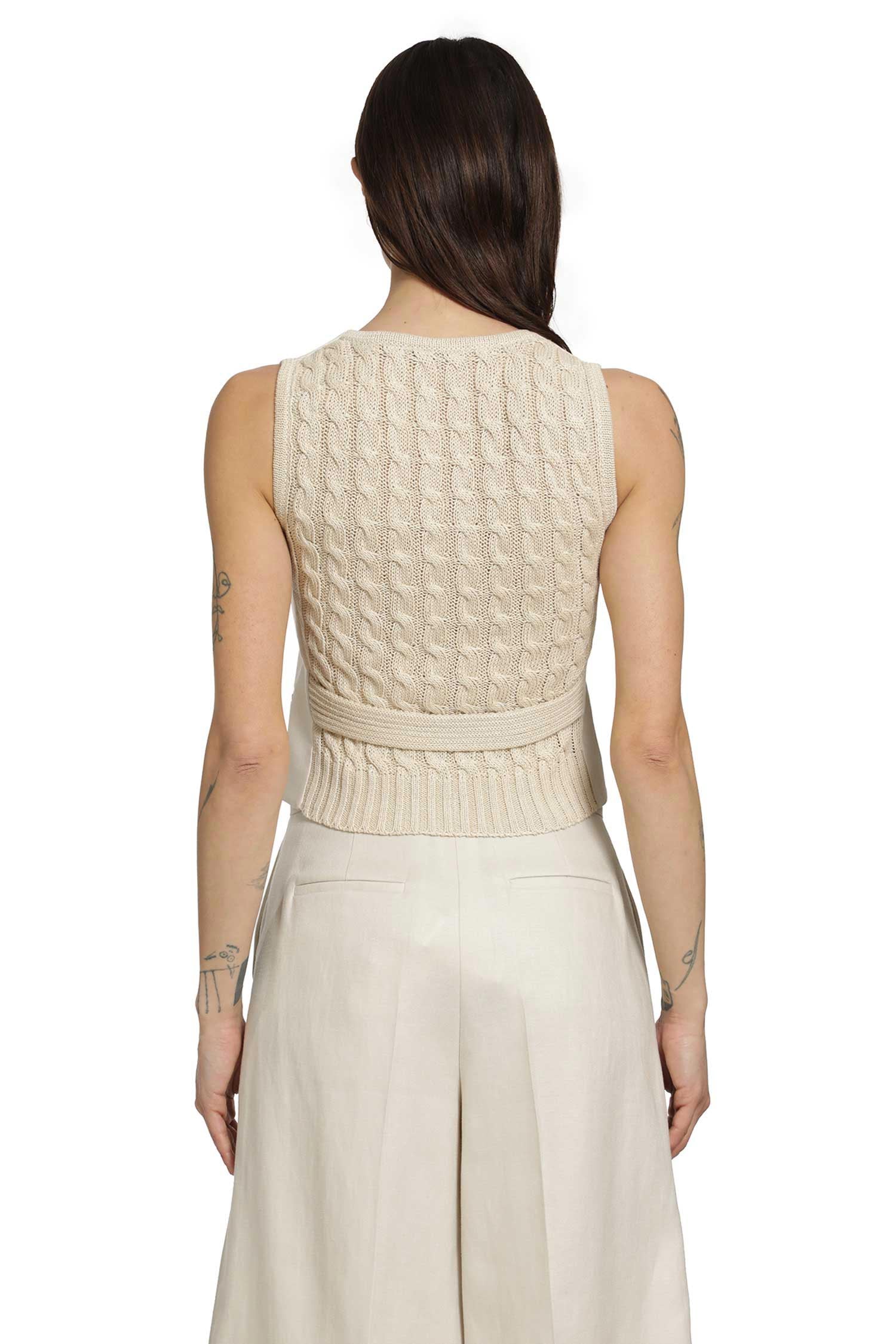 Linen and Cable-Knit Gilet