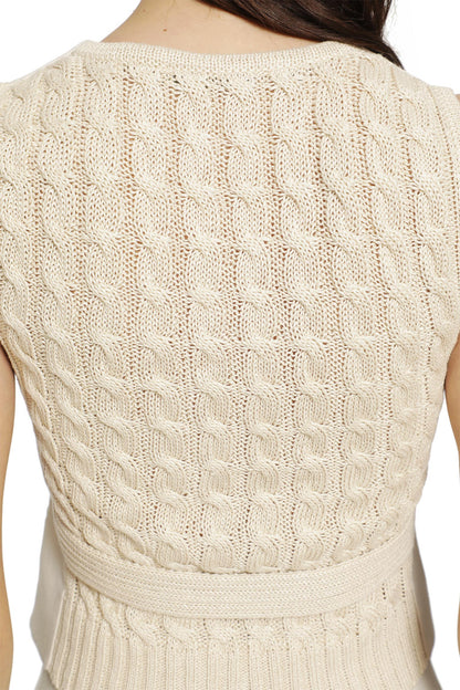 Linen and Cable-Knit Gilet