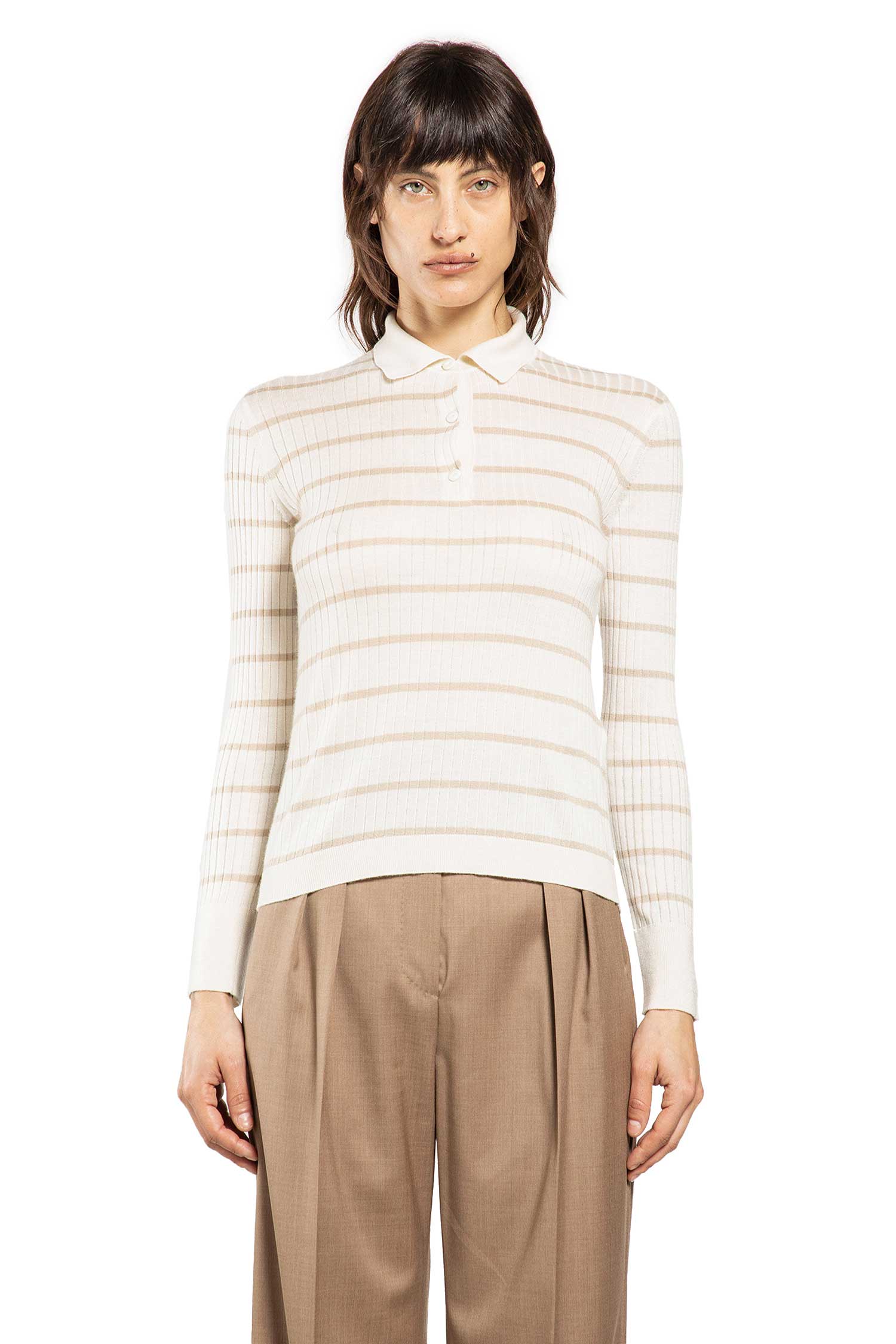 Striped Cashmere Silk Polo