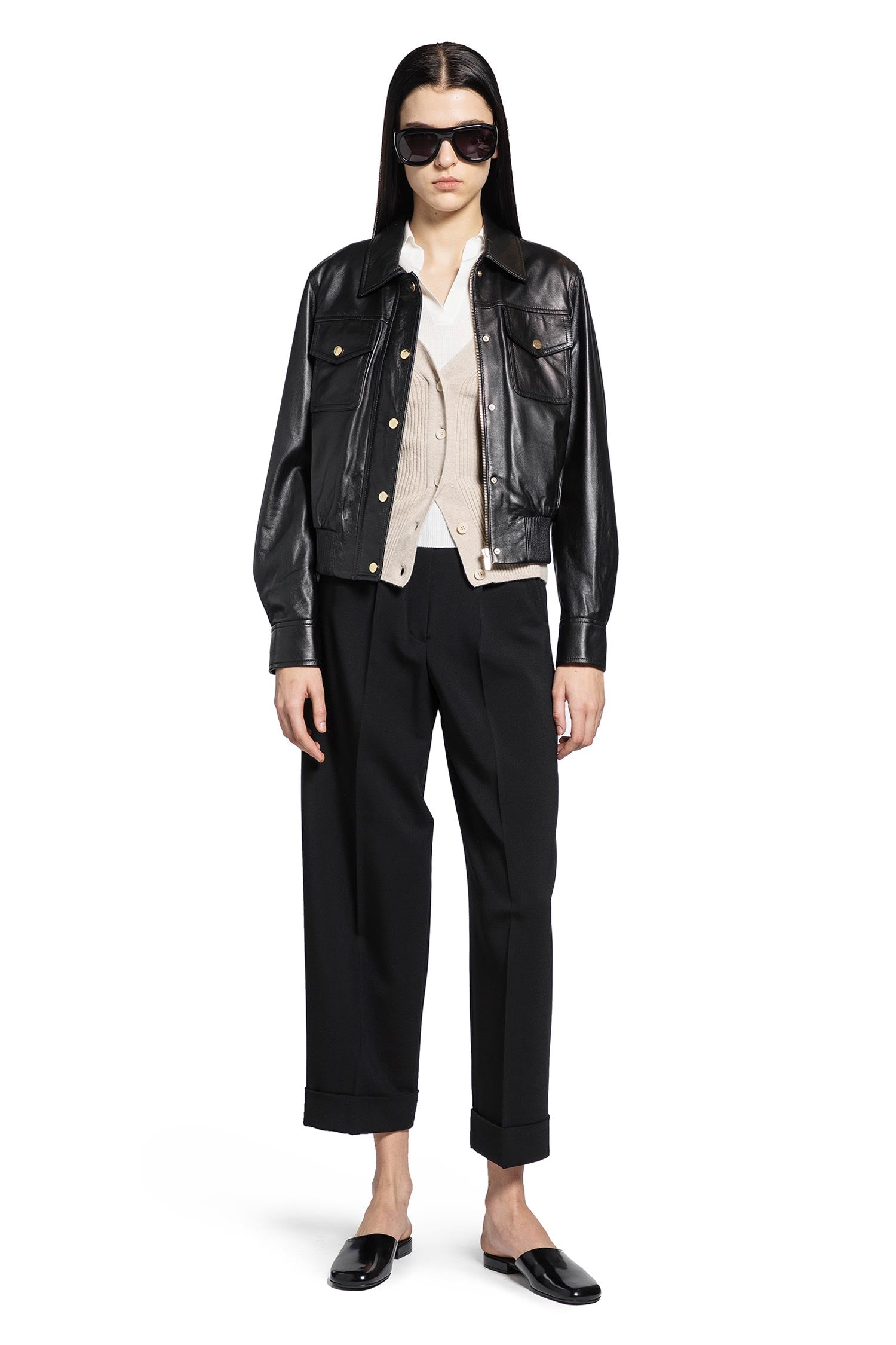 Rib-Knit Wool Polo Shirt