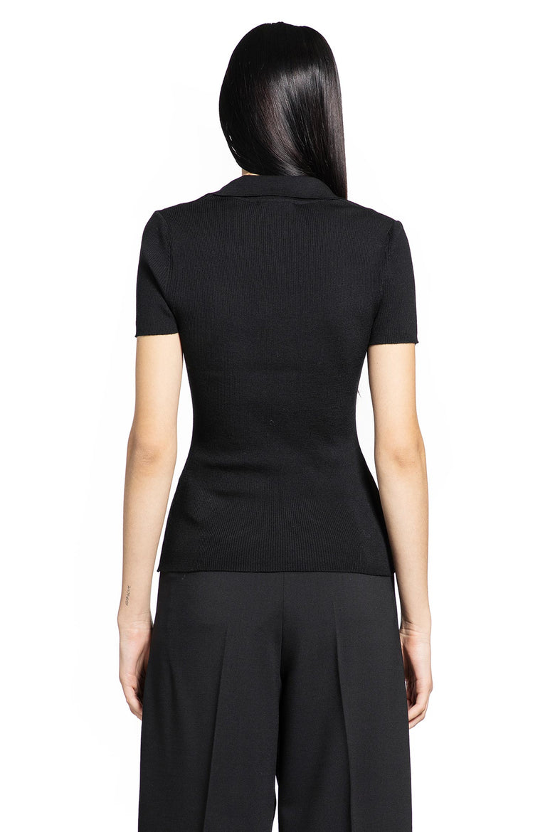 Rib Knit Wool Polo Shirt