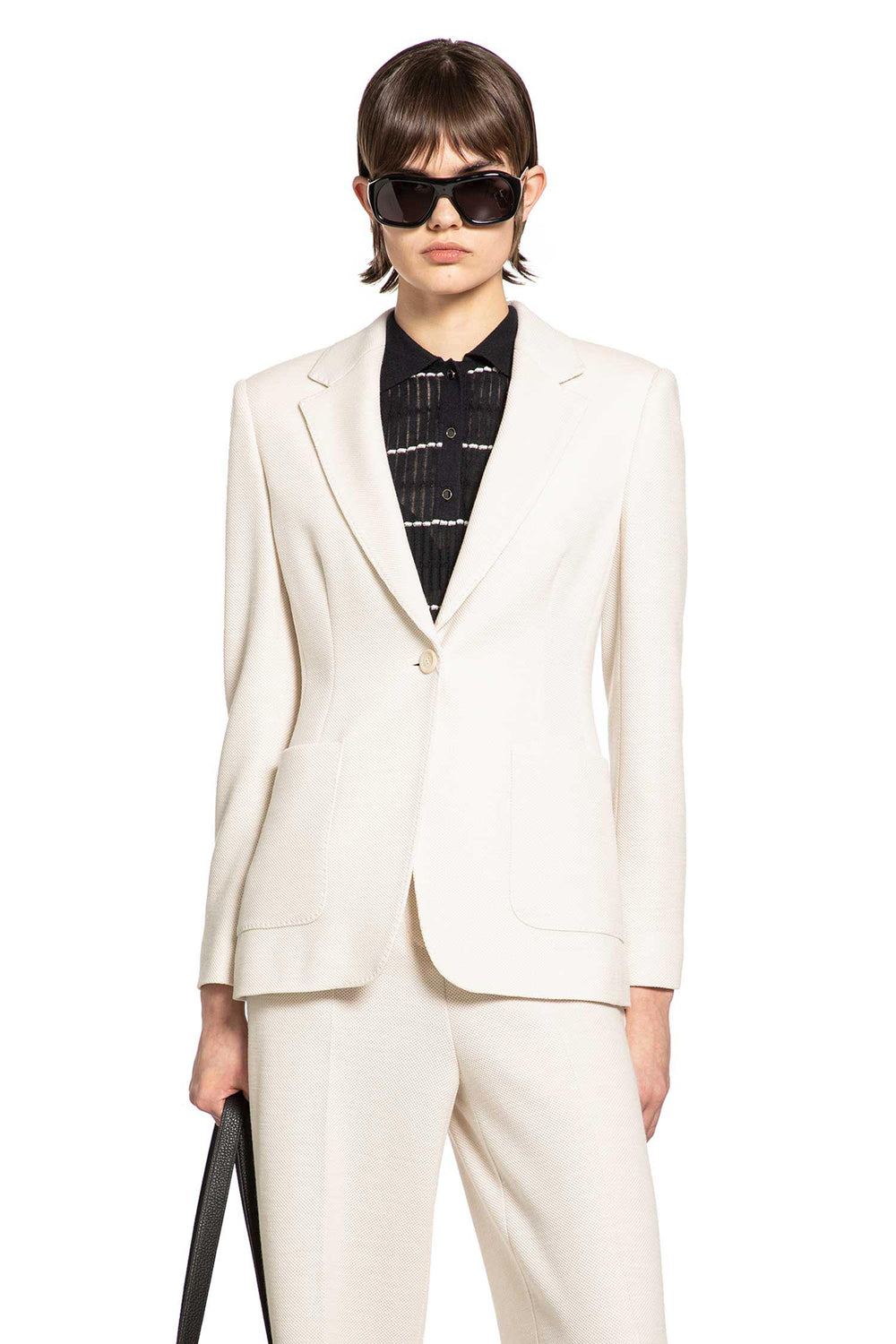 MAX MARA Single-breasted Wool Piqué Blazer woman