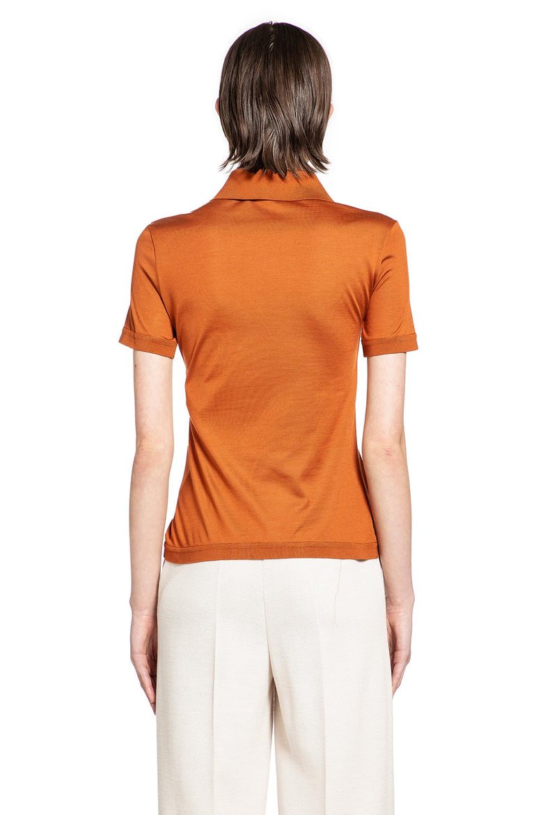 MAX MARA Silk Jersey Short-Sleeve Polo woman