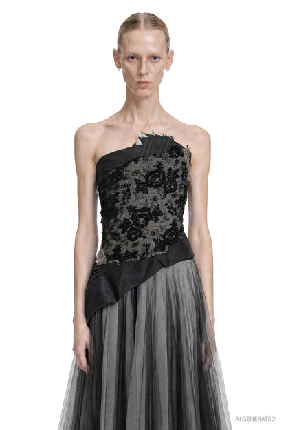 Beaded Brocade Corset Top