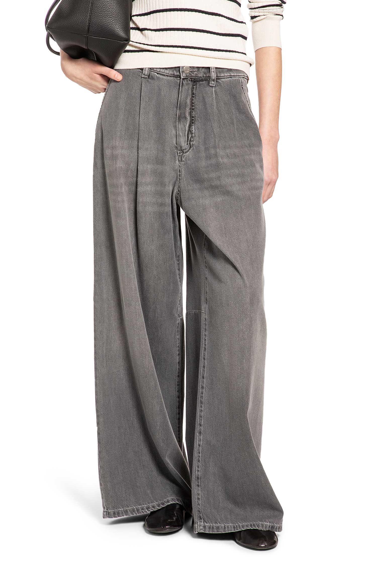 Cotton Viscose Wide Leg Jeans