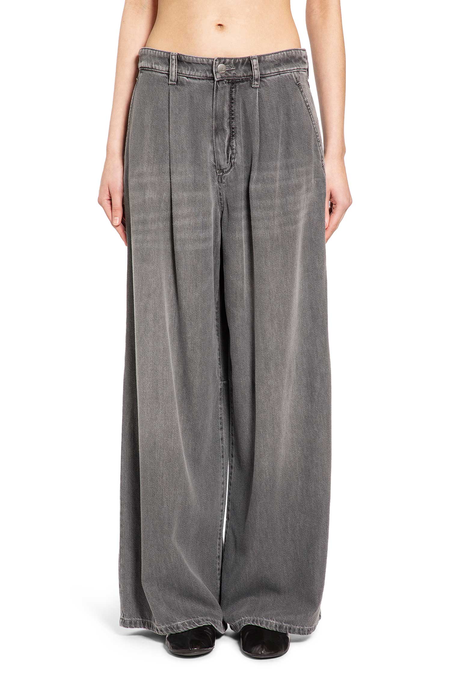 Cotton Viscose Wide Leg Jeans