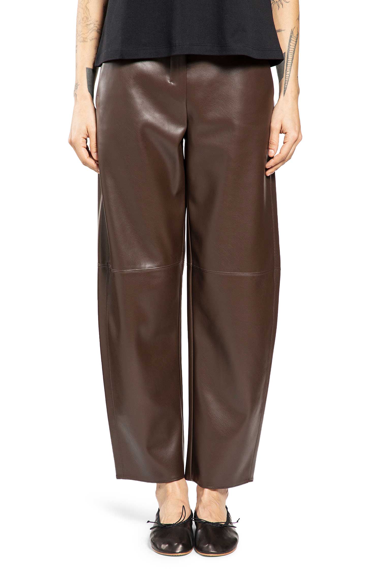 Coated Barrel Leg Trousers