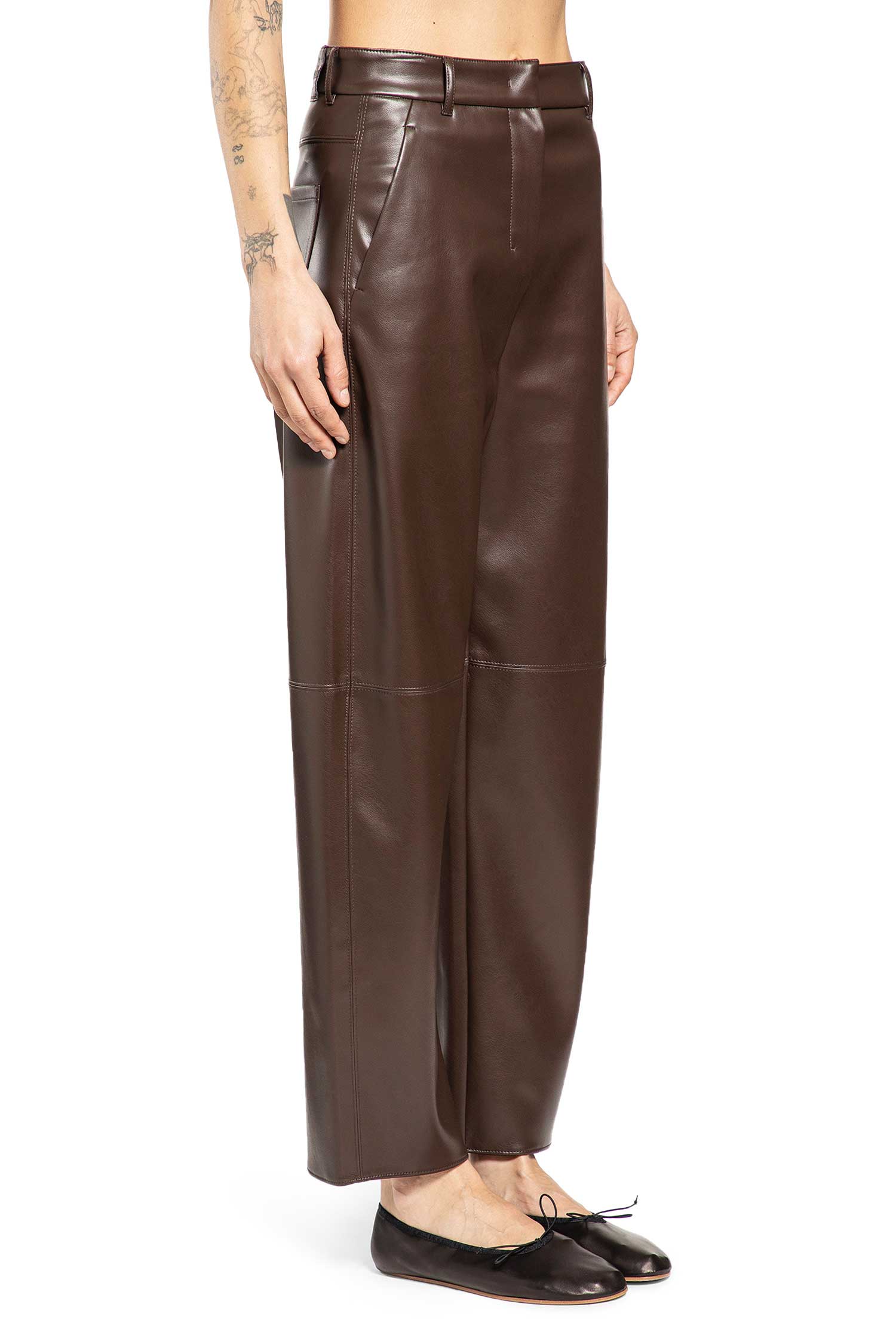 Coated Barrel Leg Trousers