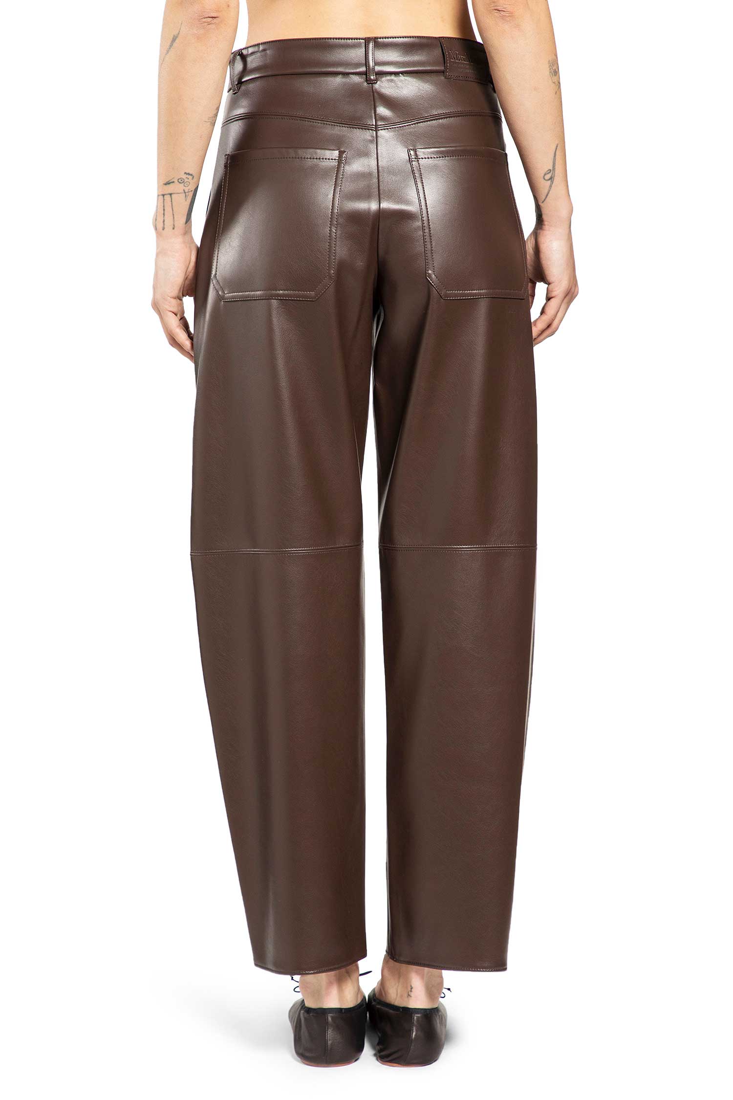 Coated Barrel Leg Trousers