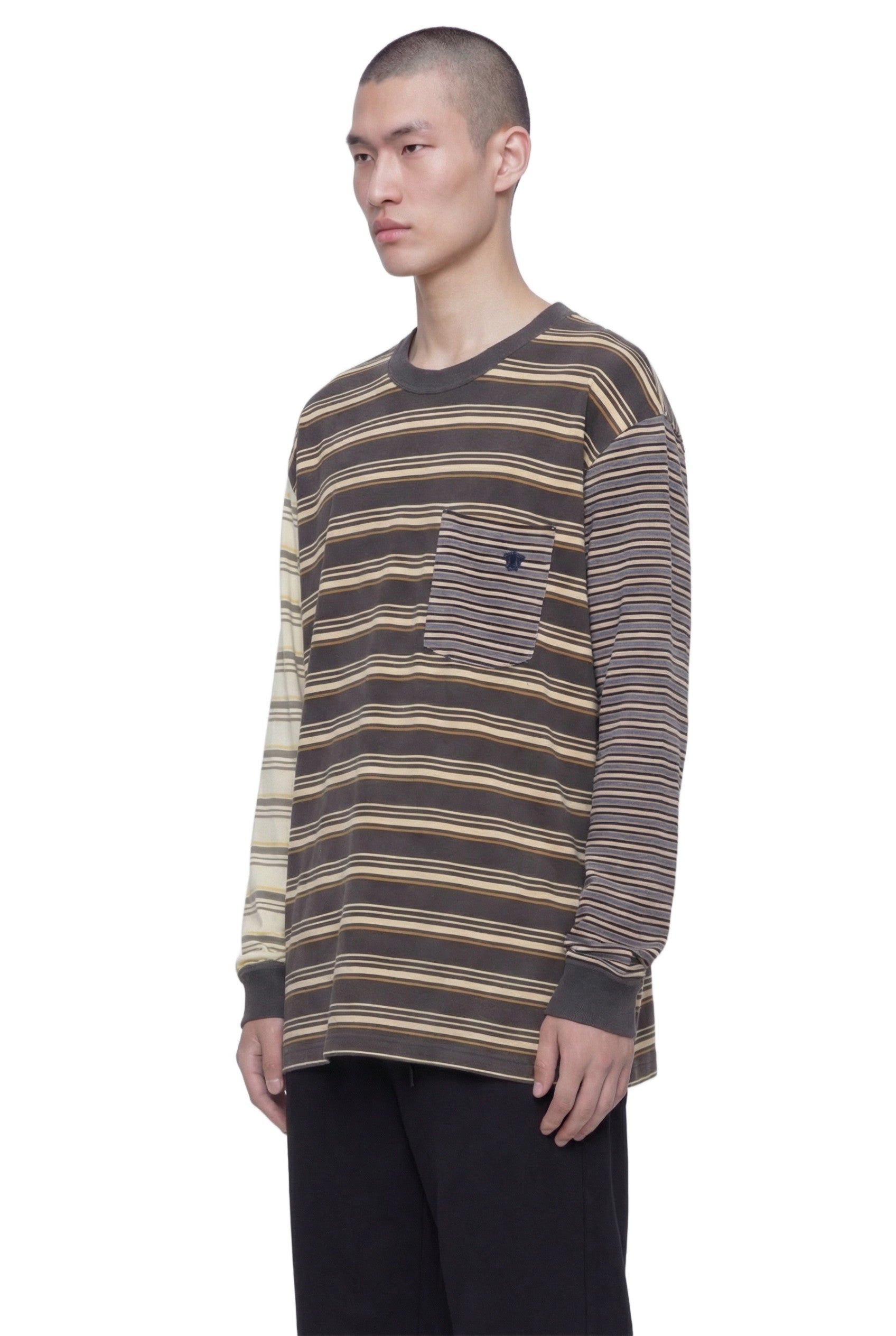 Striped Pocket Long Sleeve T-Shirt