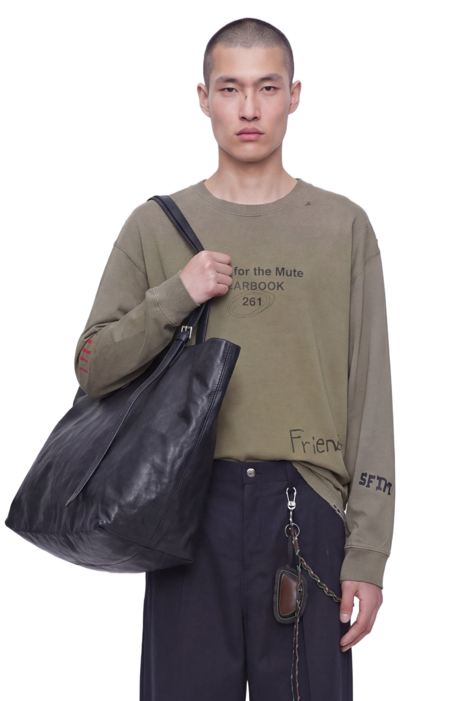 ''Scribble'' Oversized Crew Neck Pullover