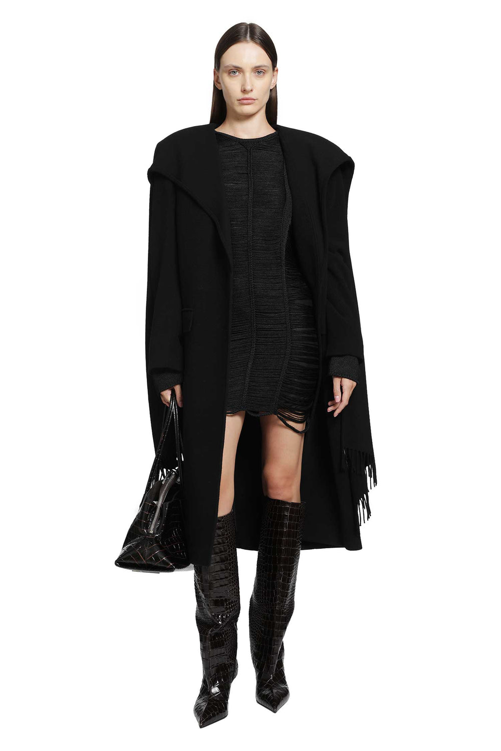 THE ATTICO Fringed Viscose Mini Dress woman
