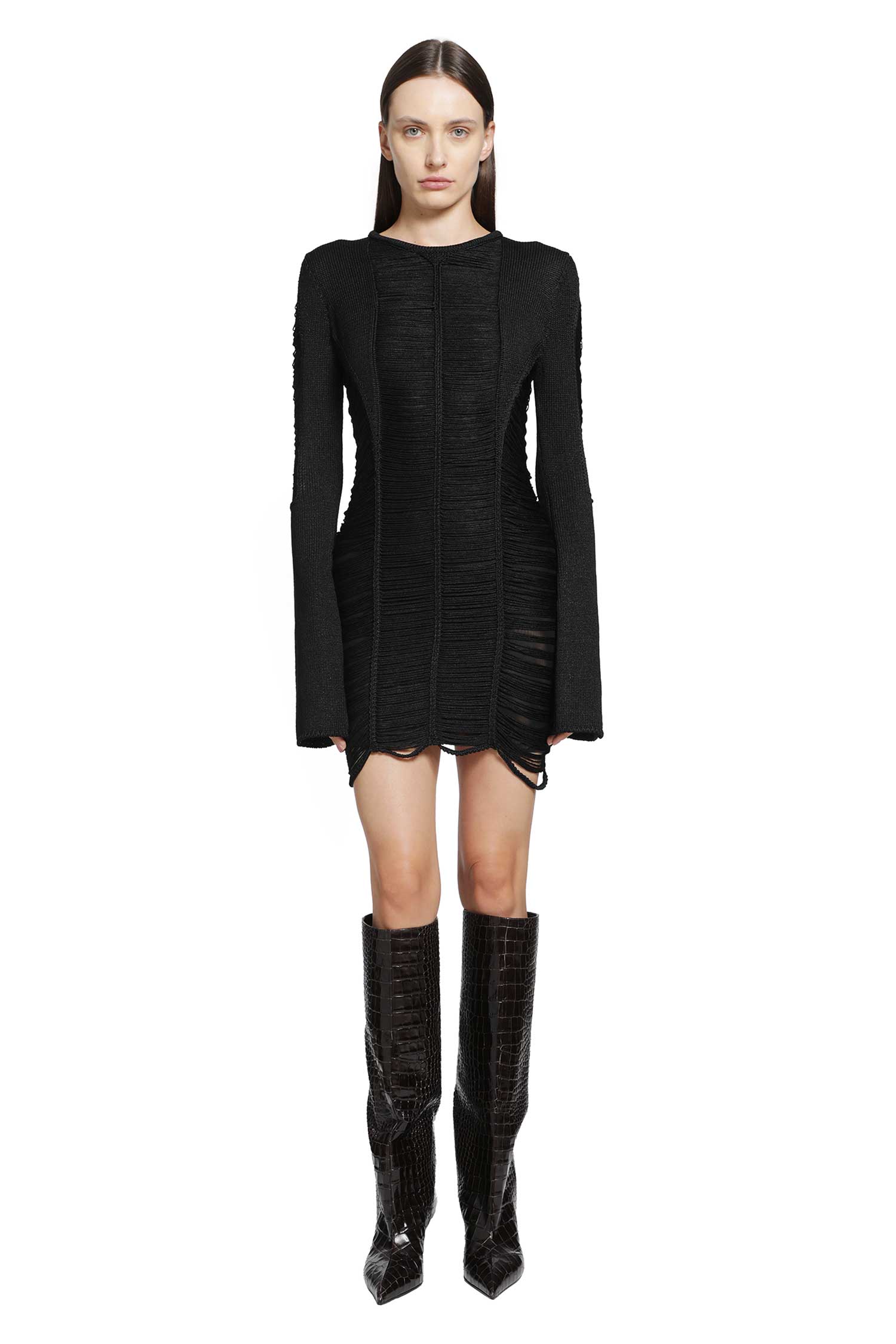 Fringed Viscose Mini Dress