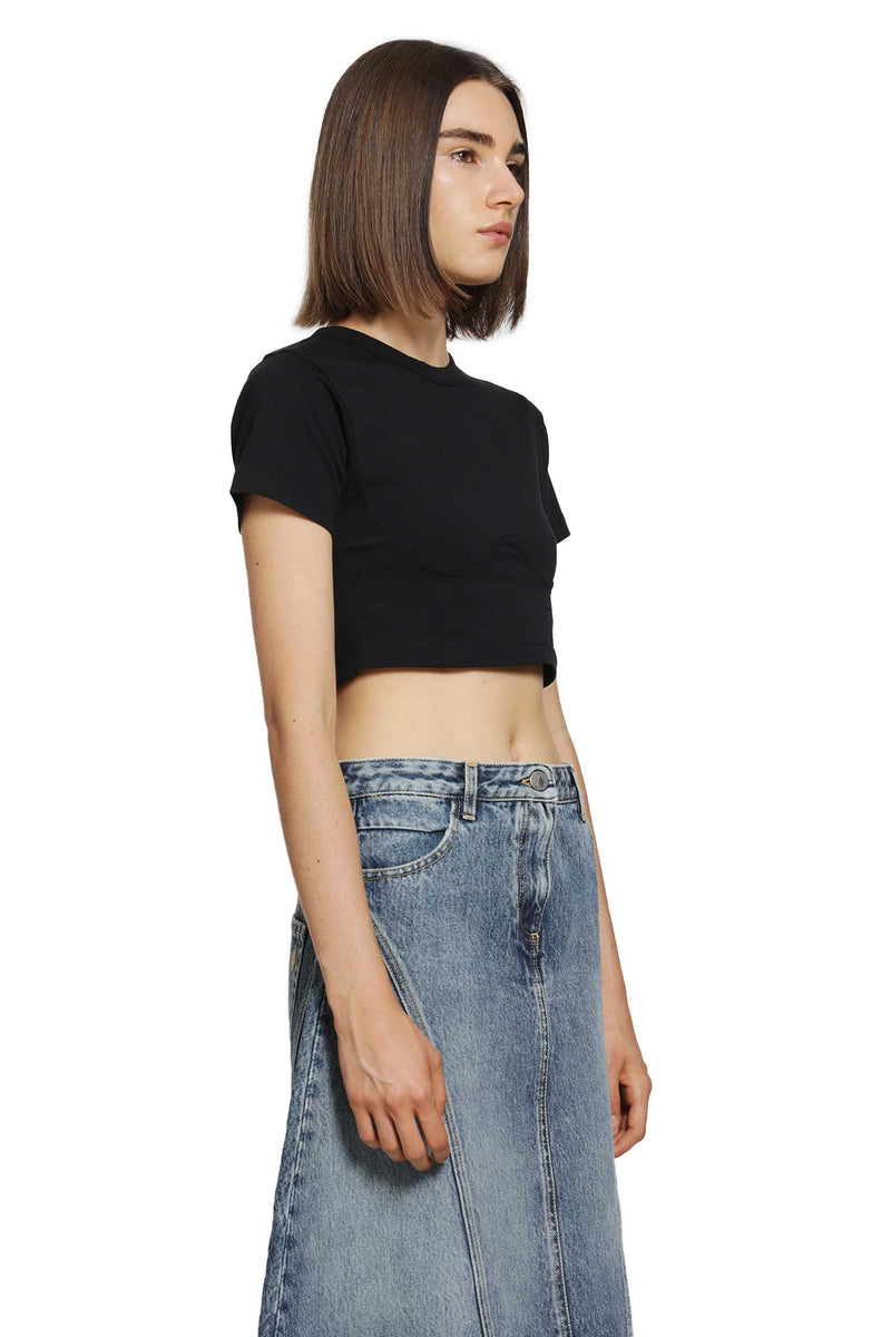 THE ATTICO Contour Bust Cropped T-Shirt woman