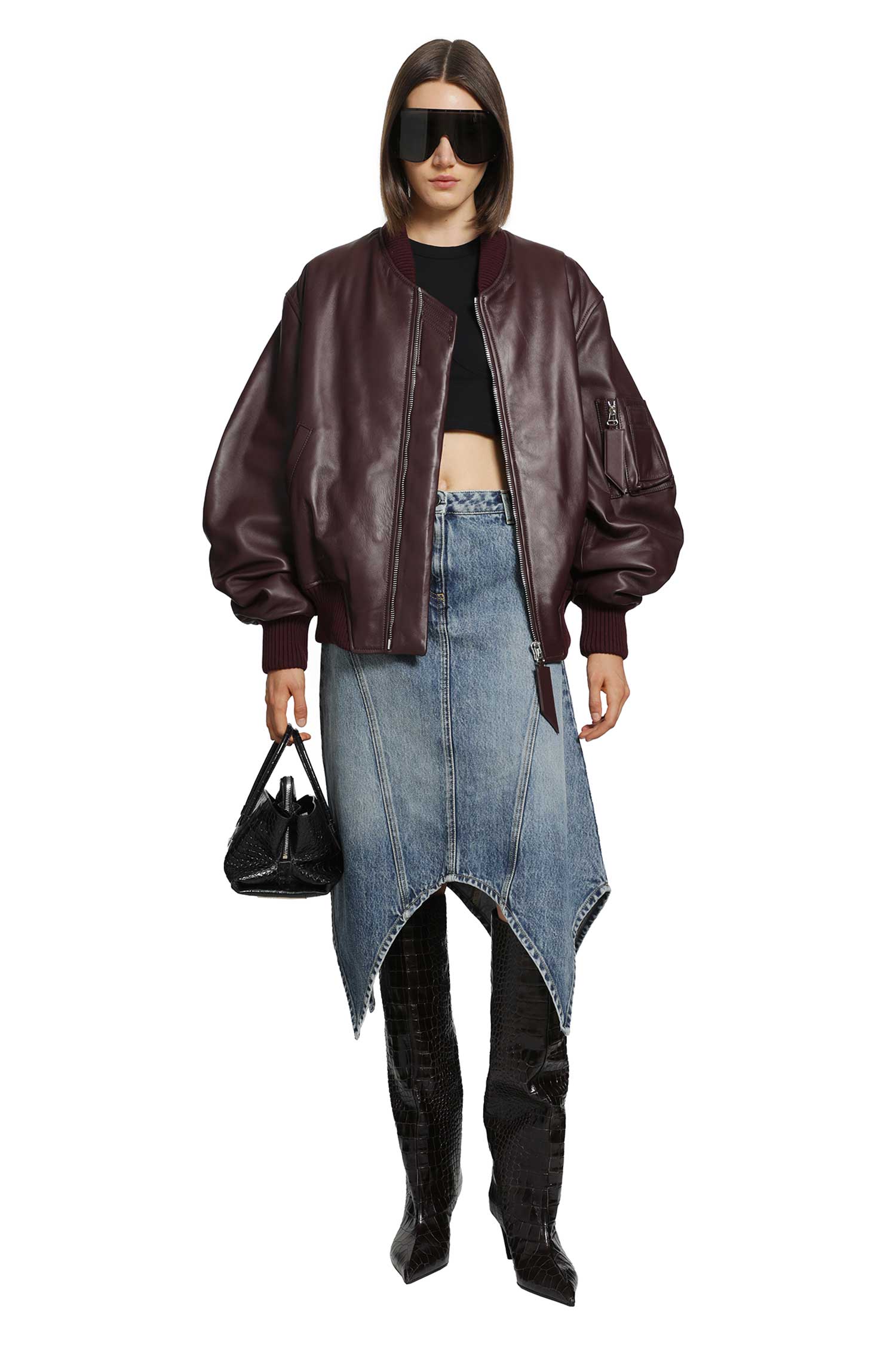 THE ATTICO Contour Bust Cropped T-Shirt woman