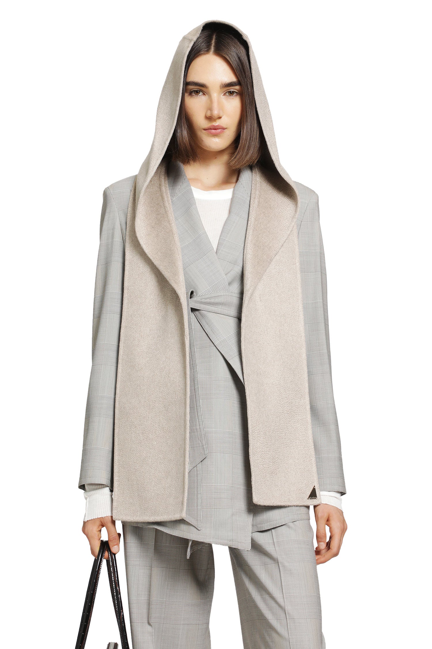Glen Plaid Wool Robe-inspired Coat