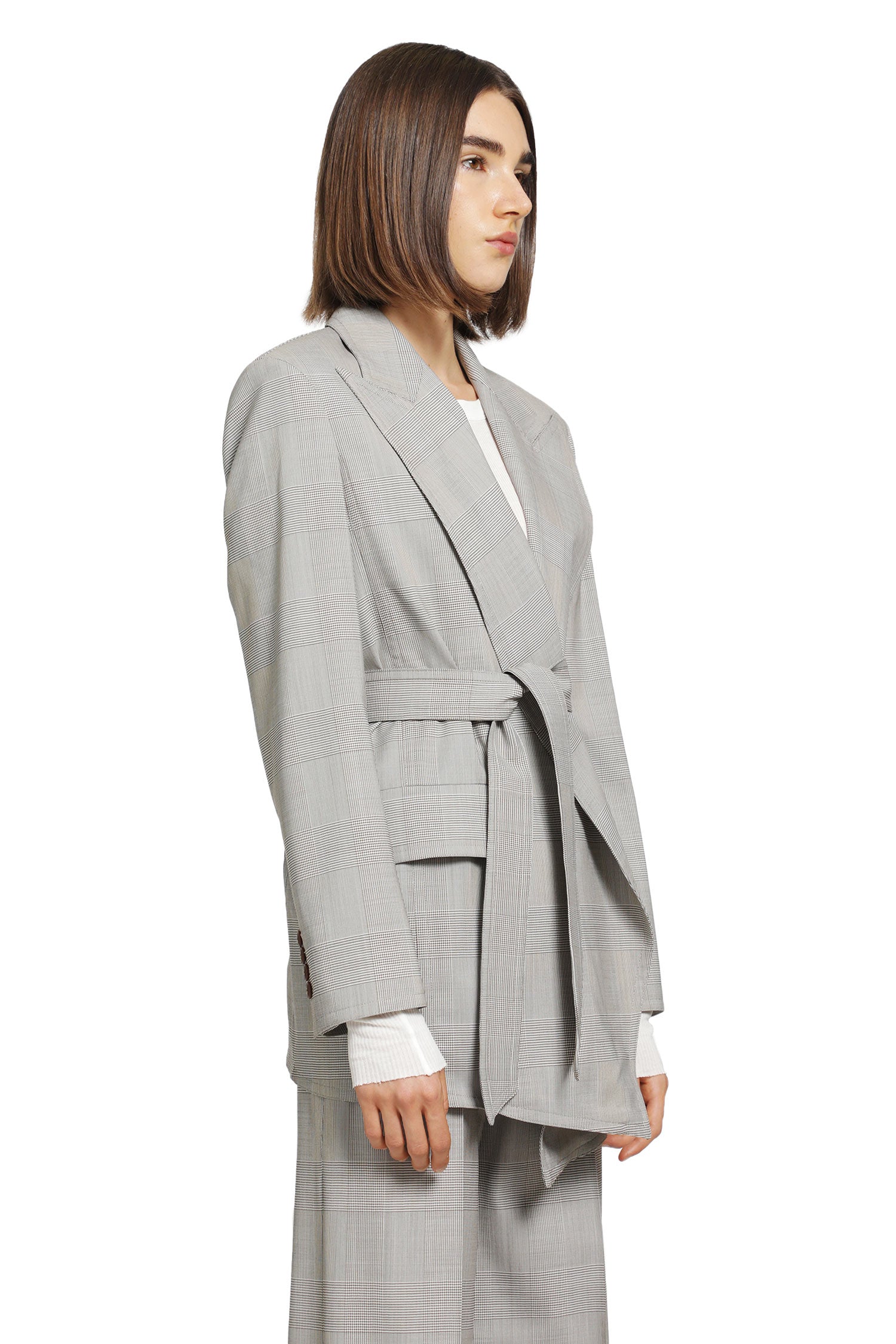 MAX MARA Glen Plaid Wool Robe-inspired Coat woman